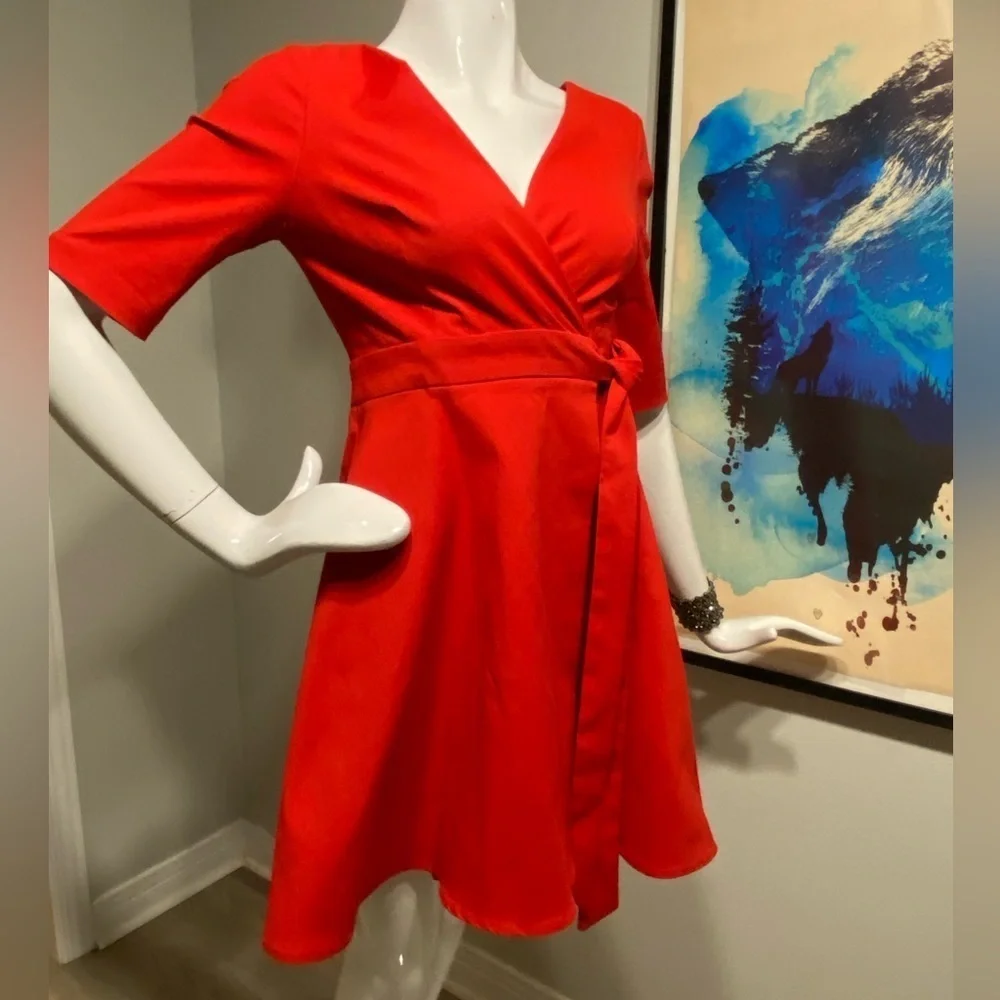 Zara | Red wrap dress | size S | NWT - Picture 2 of 9